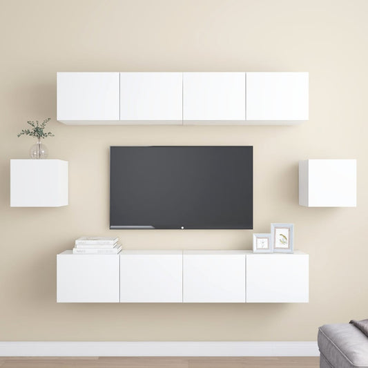 6Dílný Set Tv Skříněk Bílý Kompozitní Dřevo