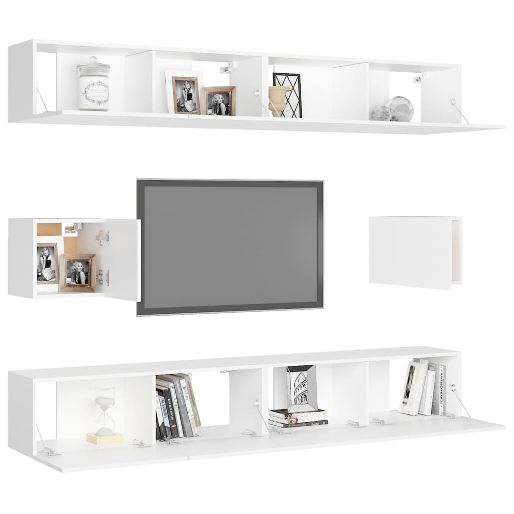 6Dílný Set Tv Skříněk Bílý Kompozitní Dřevo