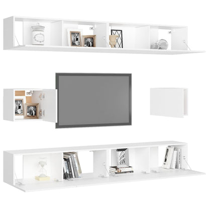 6Dílný Set Tv Skříněk Bílý Kompozitní Dřevo