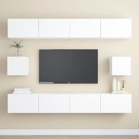 6Dílný Set Tv Skříněk Bílý Kompozitní Dřevo