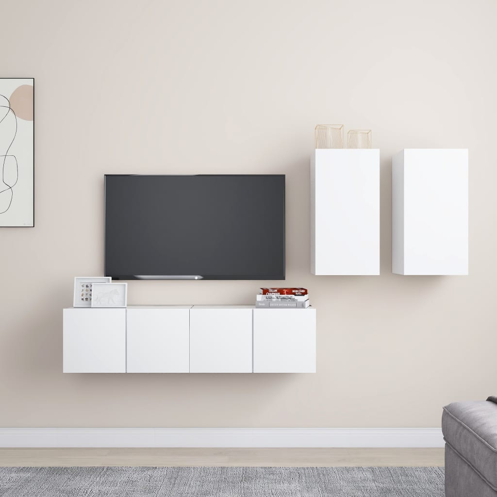 4Dílný Set Tv Skříněk Šedý Dřevotříska