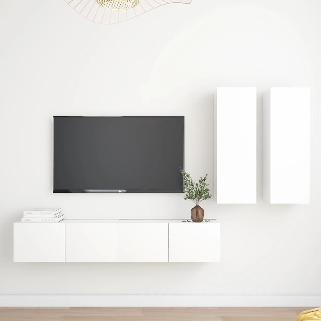 4Dílný Set Tv Skříněk Šedý Dřevotříska