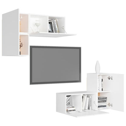 4Dílný Set Tv Skříněk Bílý Kompozitní Dřevo