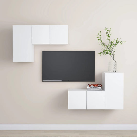 4Dílný Set Tv Skříněk Bílý Kompozitní Dřevo