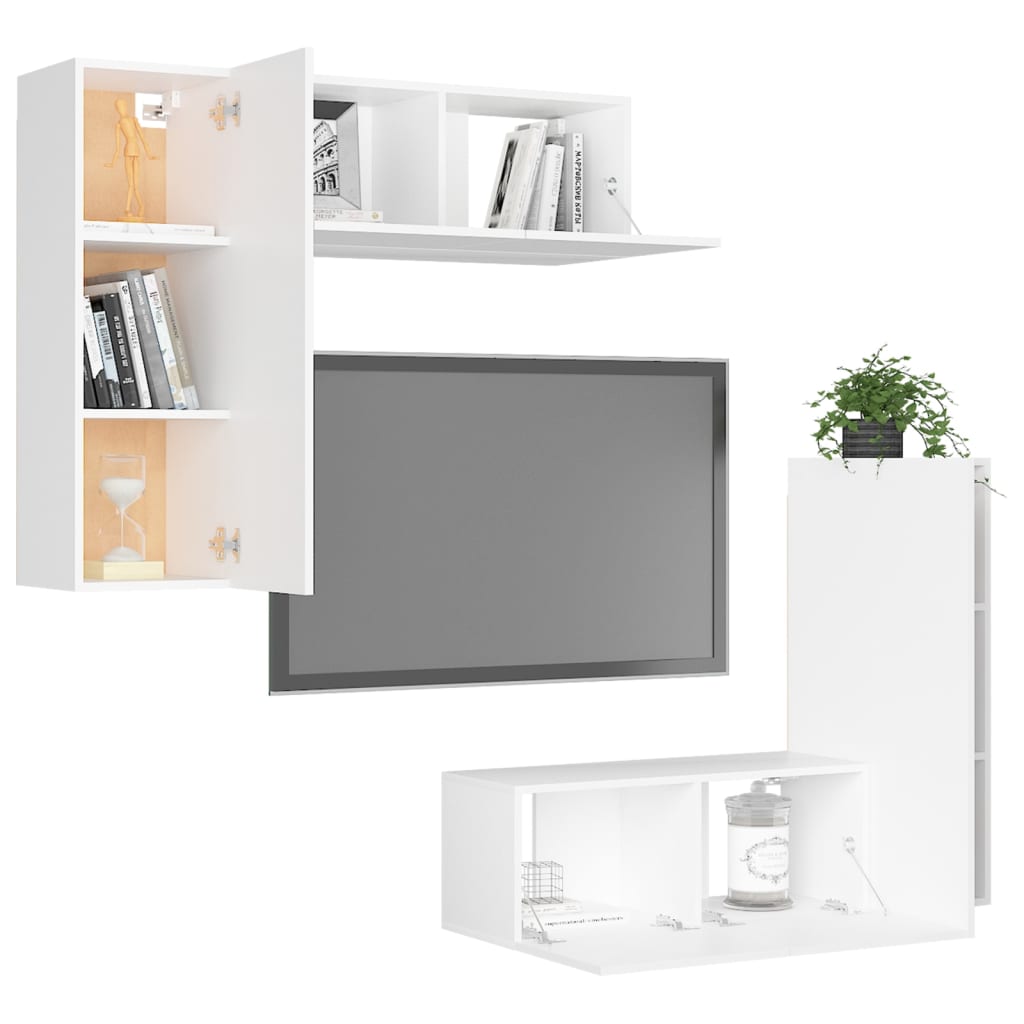 4Dílný Set Tv Skříněk Bílý Kompozitní Dřevo