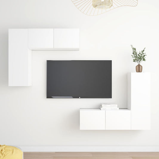 4Dílný Set Tv Skříněk Bílý Kompozitní Dřevo