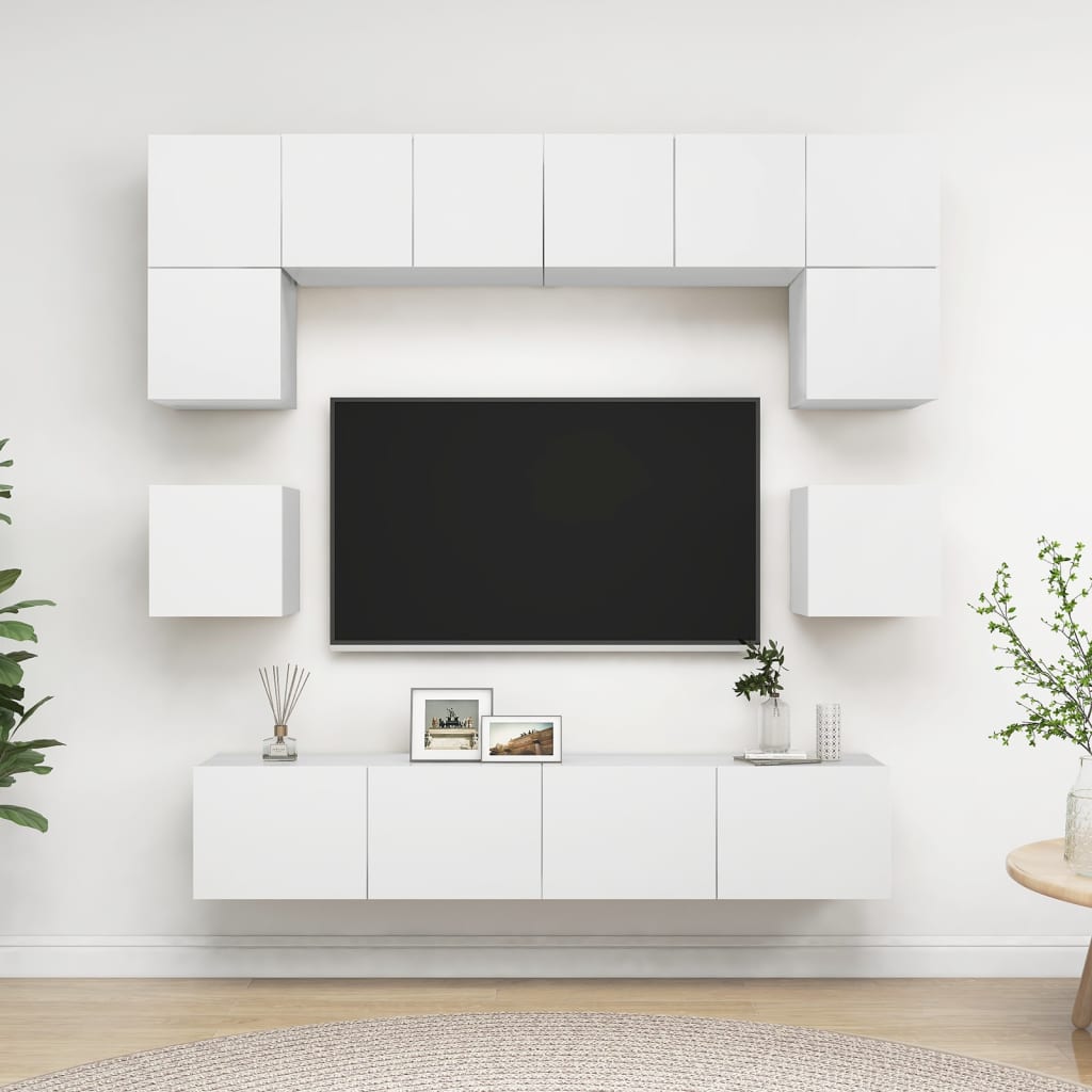8Dílný Set Tv Skříněk Betonově Šedý Kompozitní Dřevo