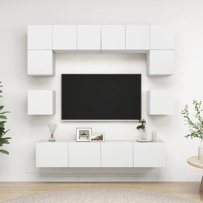 8Dílný Set Tv Skříněk Betonově Šedý Kompozitní Dřevo