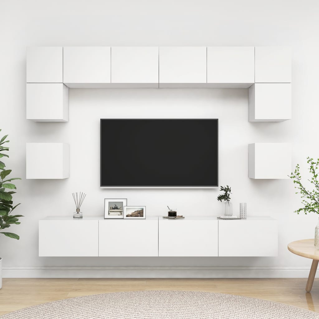8Dílný Set Tv Skříněk Betonově Šedý Kompozitní Dřevo