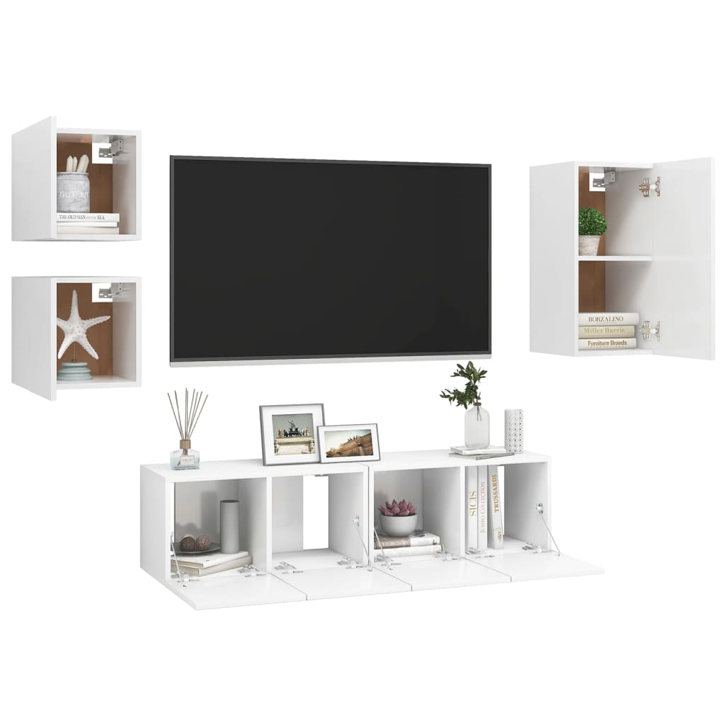 5Dílný Set Tv Skříněk Bílý Kompozitní Dřevo