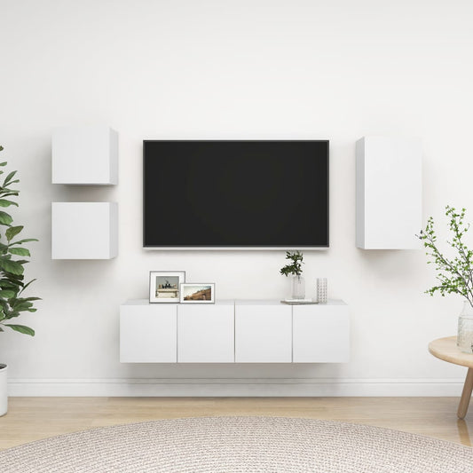 5Dílný Set Tv Skříněk Bílý Kompozitní Dřevo