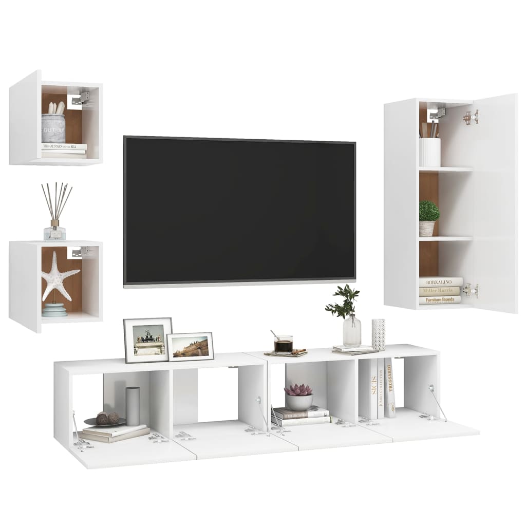 5Dílný Set Tv Skříněk Bílý Kompozitní Dřevo