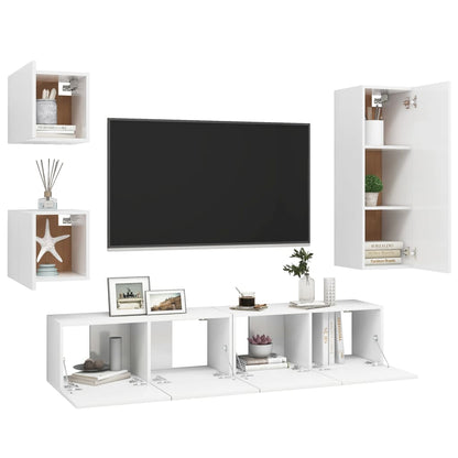 5Dílný Set Tv Skříněk Bílý Kompozitní Dřevo