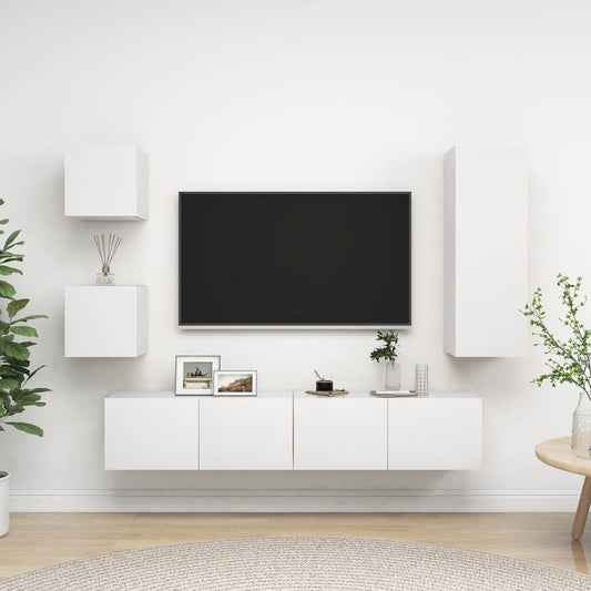 5Dílný Set Tv Skříněk Bílý Kompozitní Dřevo