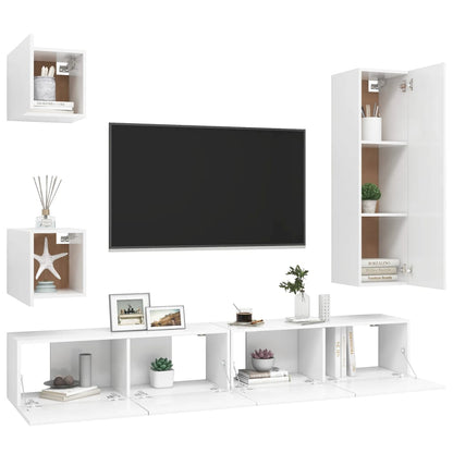 5Dílný Set Tv Skříněk Bílý Kompozitní Dřevo