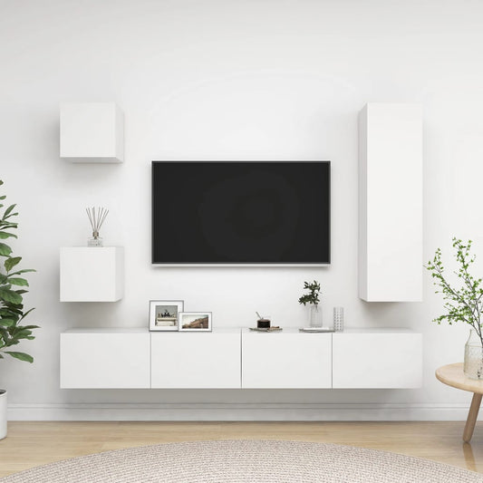 5Dílný Set Tv Skříněk Bílý Kompozitní Dřevo