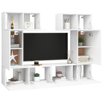 6Dílný Set Tv Skříněk Bílý Kompozitní Dřevo