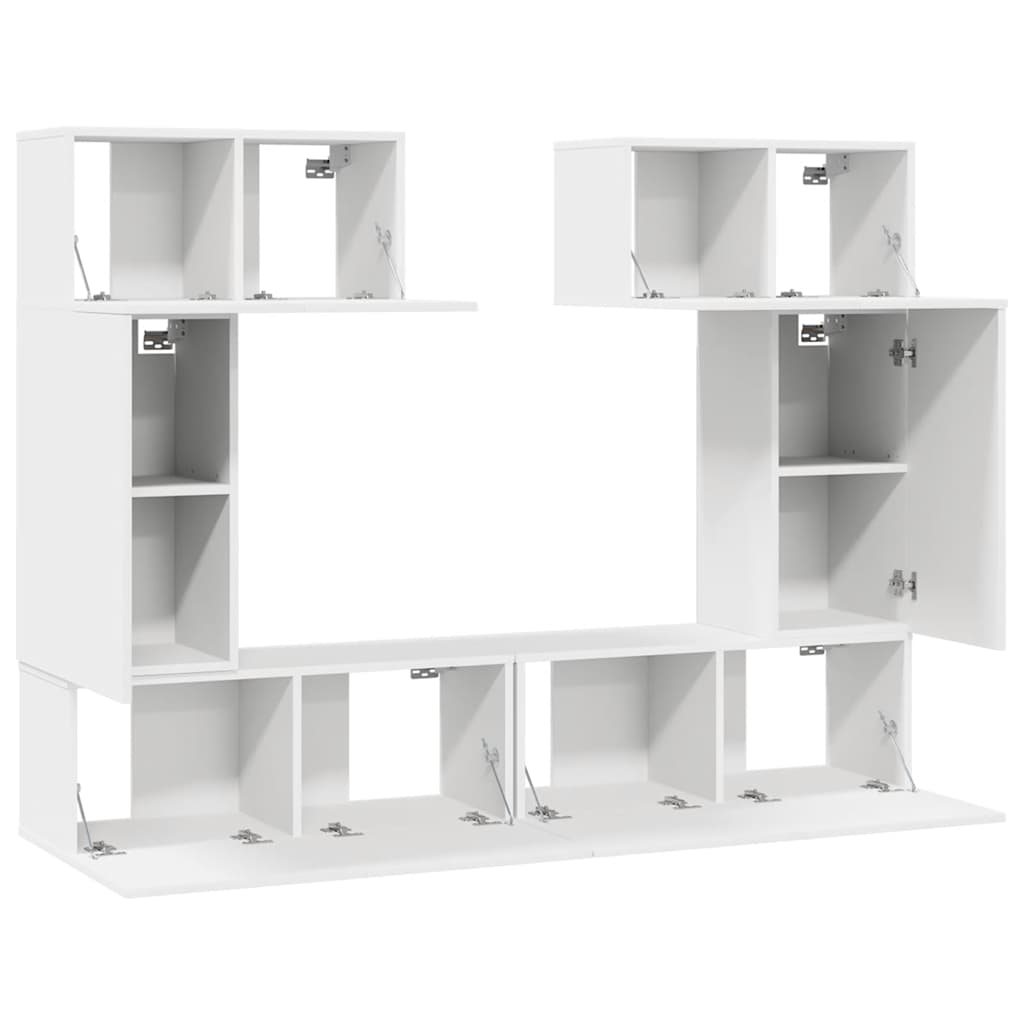 6Dílný Set Tv Skříněk Bílý Kompozitní Dřevo