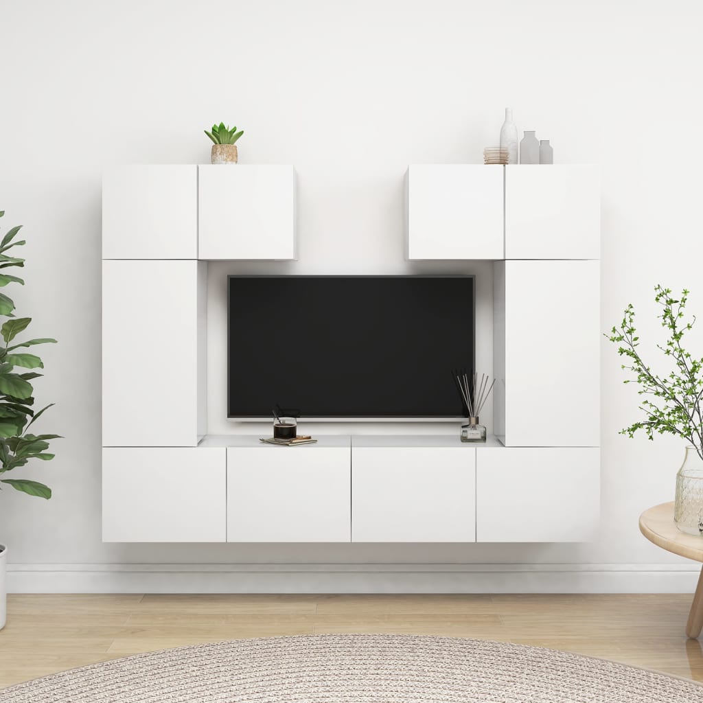 6Dílný Set Tv Skříněk Bílý Kompozitní Dřevo