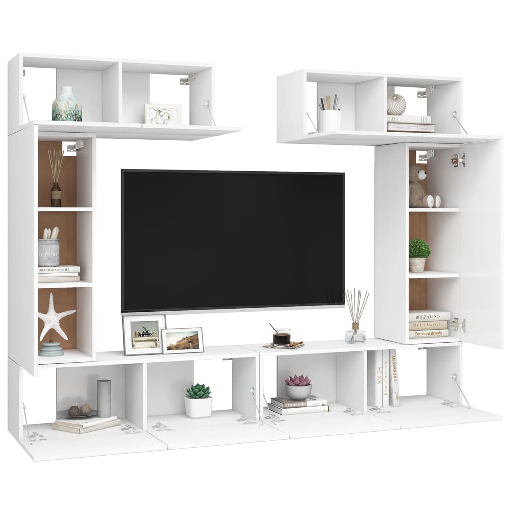 6Dílný Set Tv Skříněk Bílý Kompozitní Dřevo