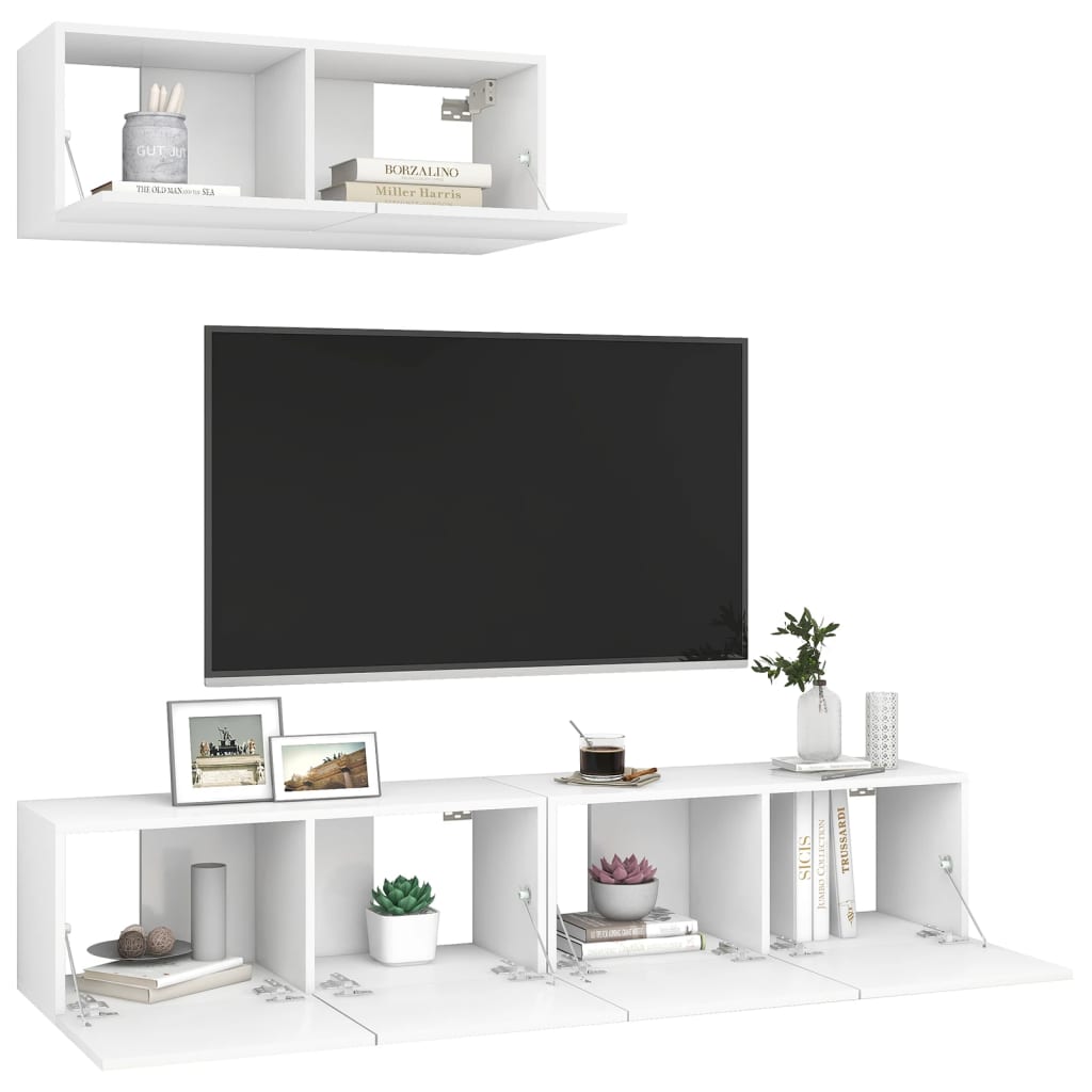 Tv Skříňky 3 Ks Bílé Kompozitní Dřevo
