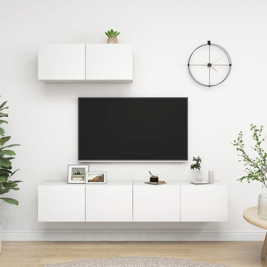 Tv Skříňky 3 Ks Bílé Kompozitní Dřevo
