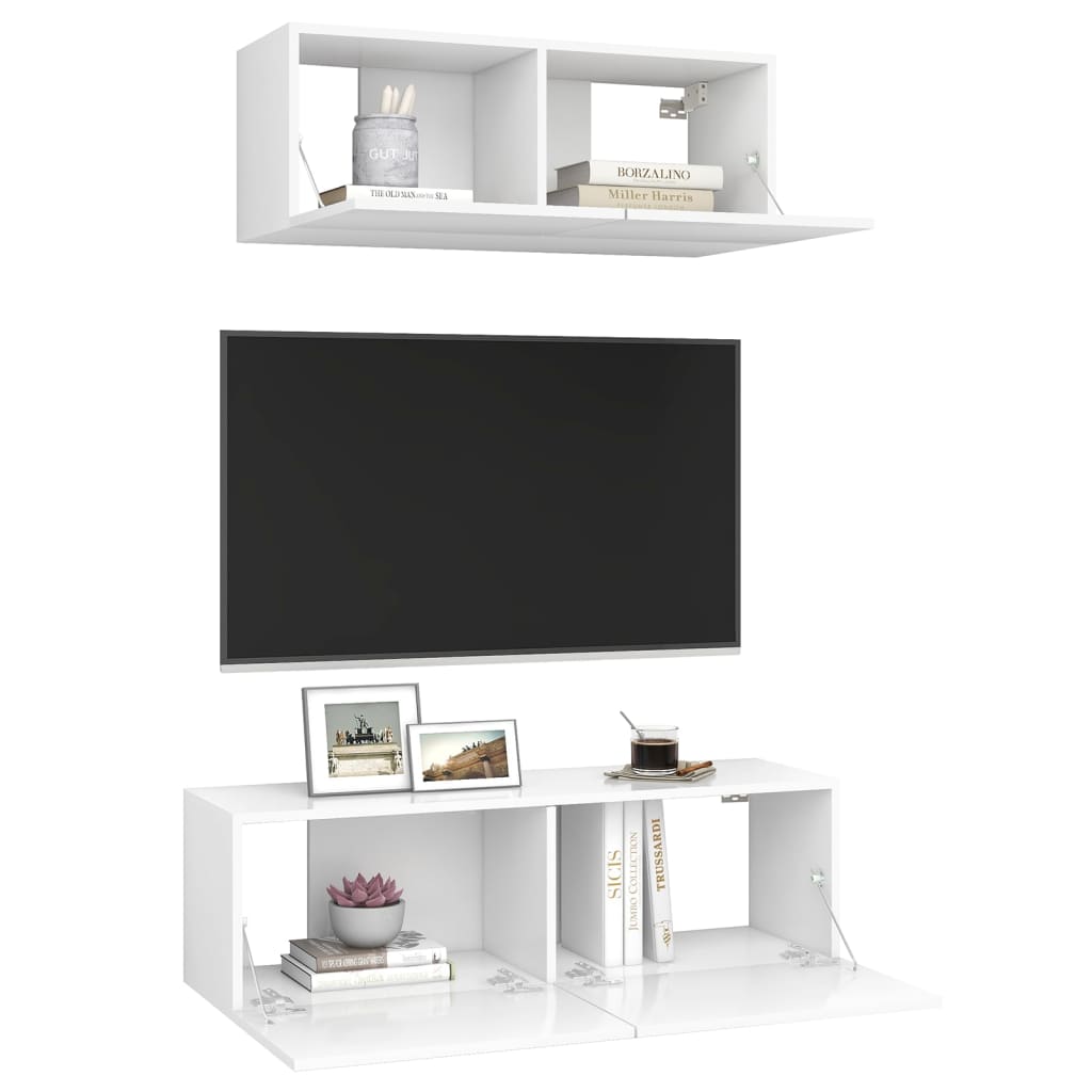 2Dílný Set Tv Skříněk Bílý Kompozitní Dřevo