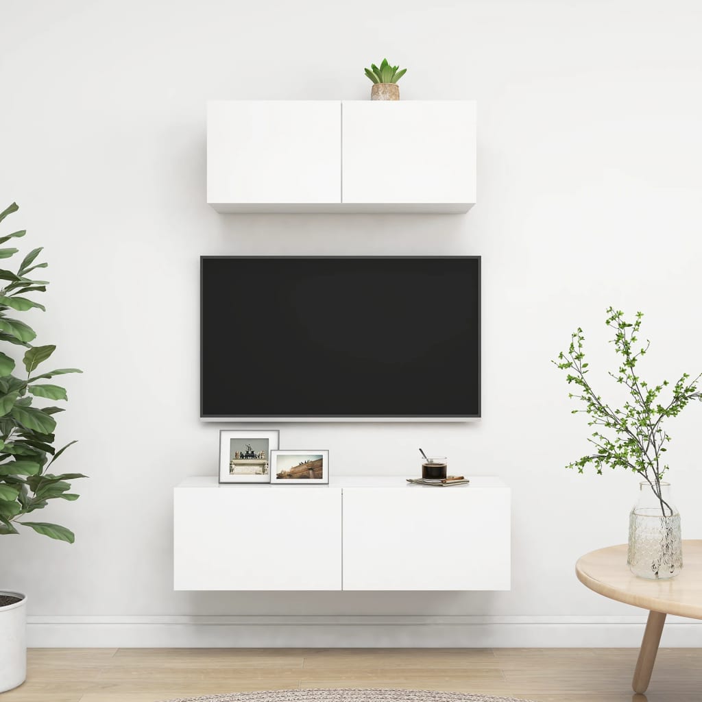 2Dílný Set Tv Skříněk Bílý Kompozitní Dřevo