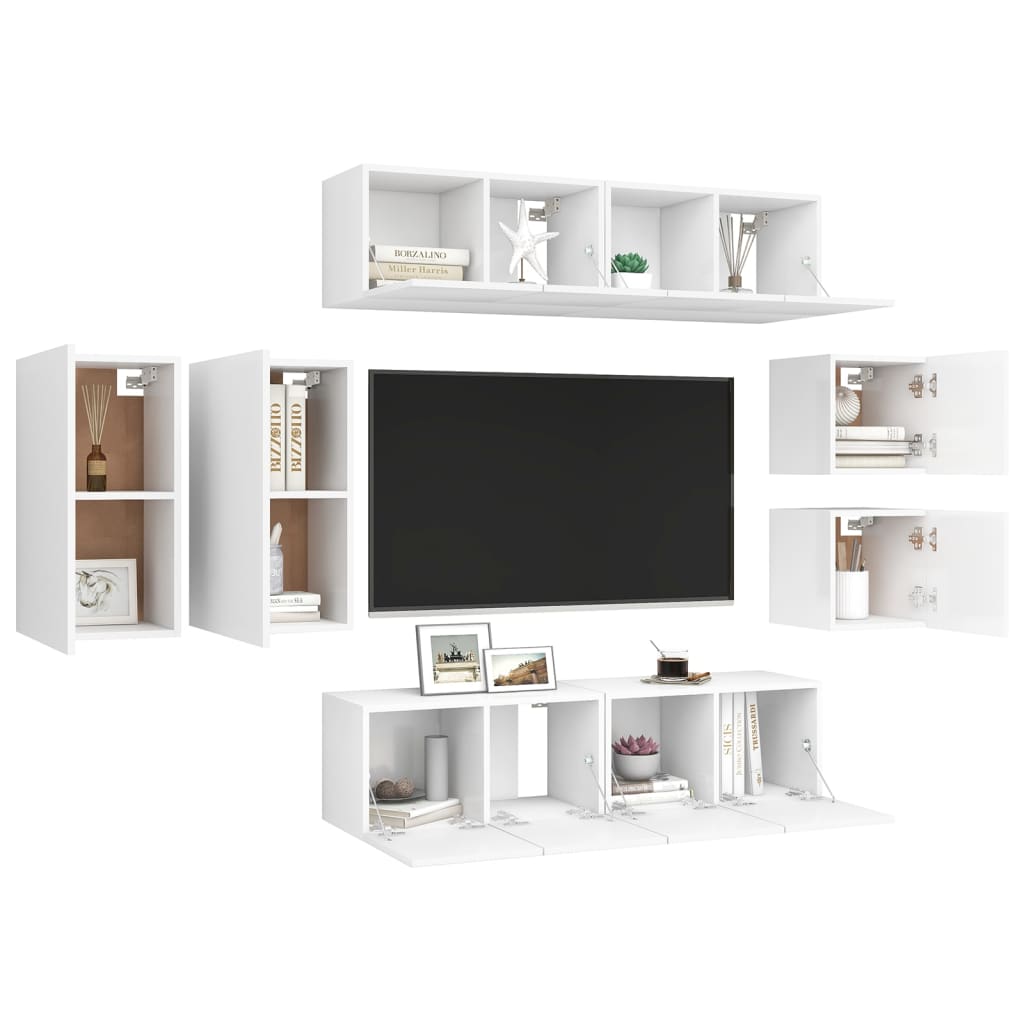 8Dílný Set Tv Skříněk Bílý Kompozitní Dřevo