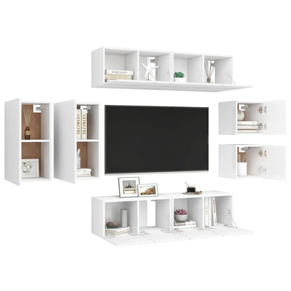 8Dílný Set Tv Skříněk Bílý Kompozitní Dřevo