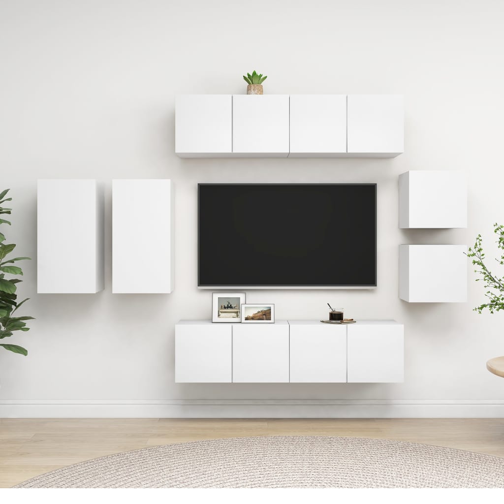8Dílný Set Tv Skříněk Bílý Kompozitní Dřevo