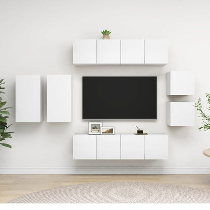 8Dílný Set Tv Skříněk Bílý Kompozitní Dřevo