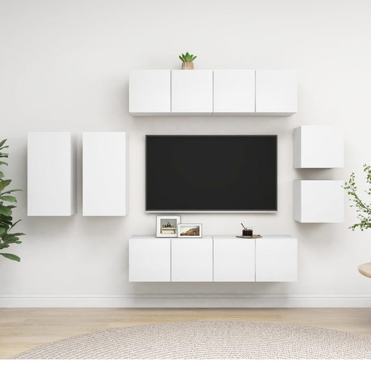 8Dílný Set Tv Skříněk Bílý Kompozitní Dřevo