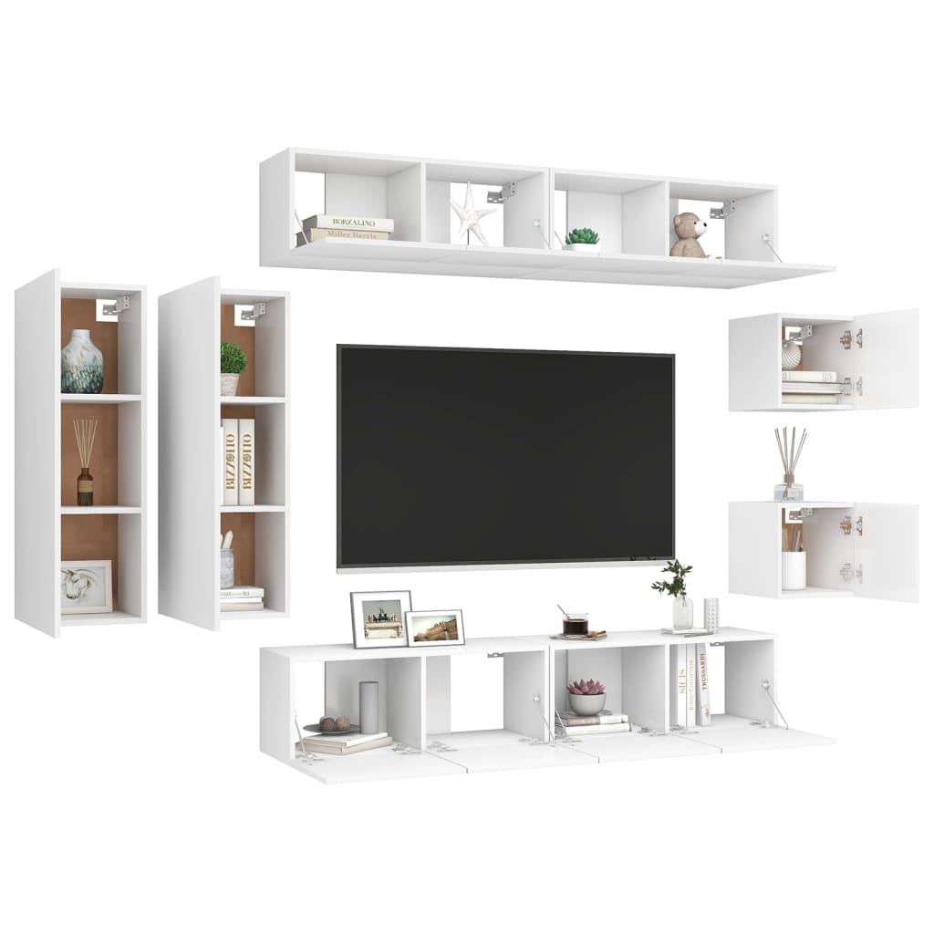 8Dílný Set Tv Skříněk Bílý Kompozitní Dřevo