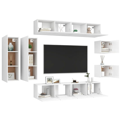 8Dílný Set Tv Skříněk Bílý Kompozitní Dřevo