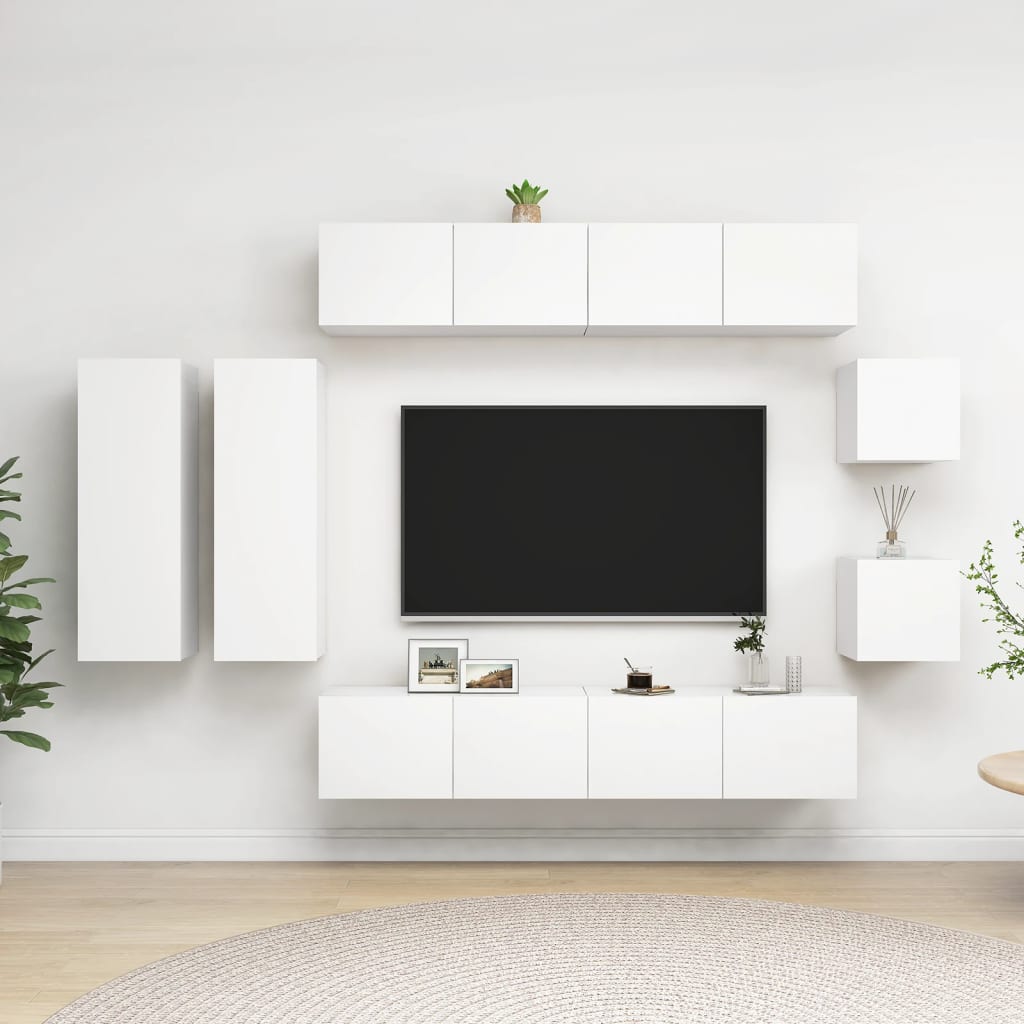 8Dílný Set Tv Skříněk Bílý Kompozitní Dřevo