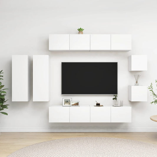 8Dílný Set Tv Skříněk Bílý Kompozitní Dřevo