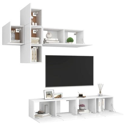 7Dílný Set Tv Skříněk Bílý Dřevotříska