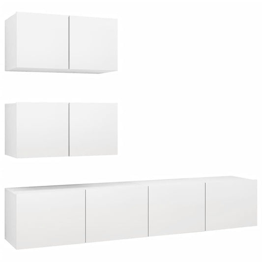 4Dílný Set Tv Skříněk Bílý Kompozitní Dřevo