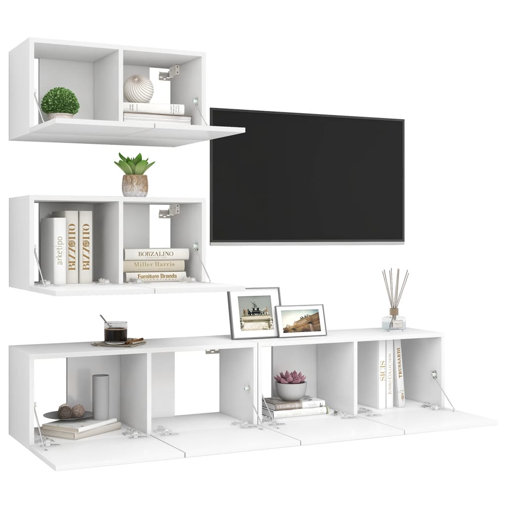 4Dílný Set Tv Skříněk Bílý Kompozitní Dřevo