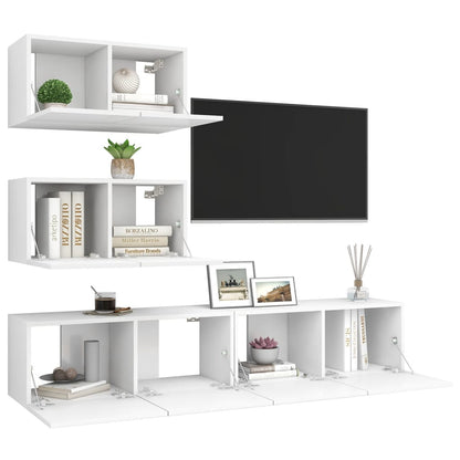 4Dílný Set Tv Skříněk Bílý Kompozitní Dřevo