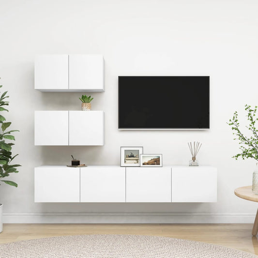 4Dílný Set Tv Skříněk Bílý Kompozitní Dřevo