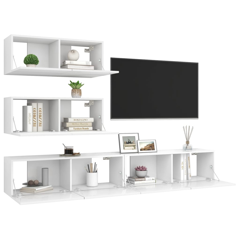 4Dílný Set Tv Skříněk Bílý Kompozitní Dřevo