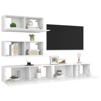 4Dílný Set Tv Skříněk Bílý Kompozitní Dřevo