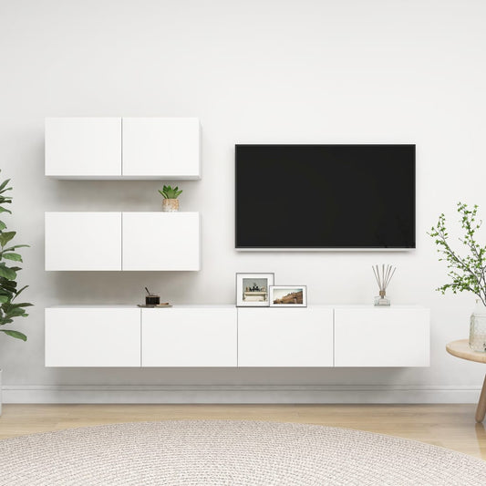 4Dílný Set Tv Skříněk Bílý Kompozitní Dřevo