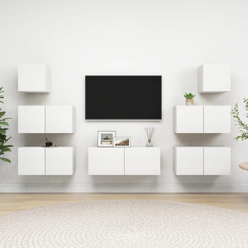 8Dílný Set Tv Skříněk Betonově Šedý Kompozitní Dřevo
