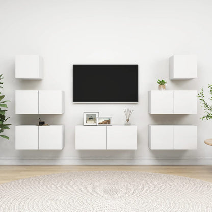 8Dílný Set Tv Skříněk Betonově Šedý Kompozitní Dřevo
