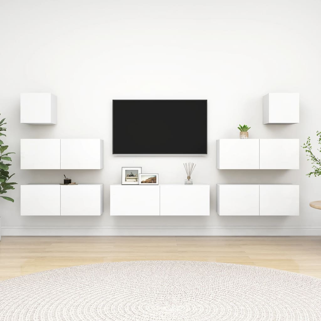 8Dílný Set Tv Skříněk Betonově Šedý Kompozitní Dřevo
