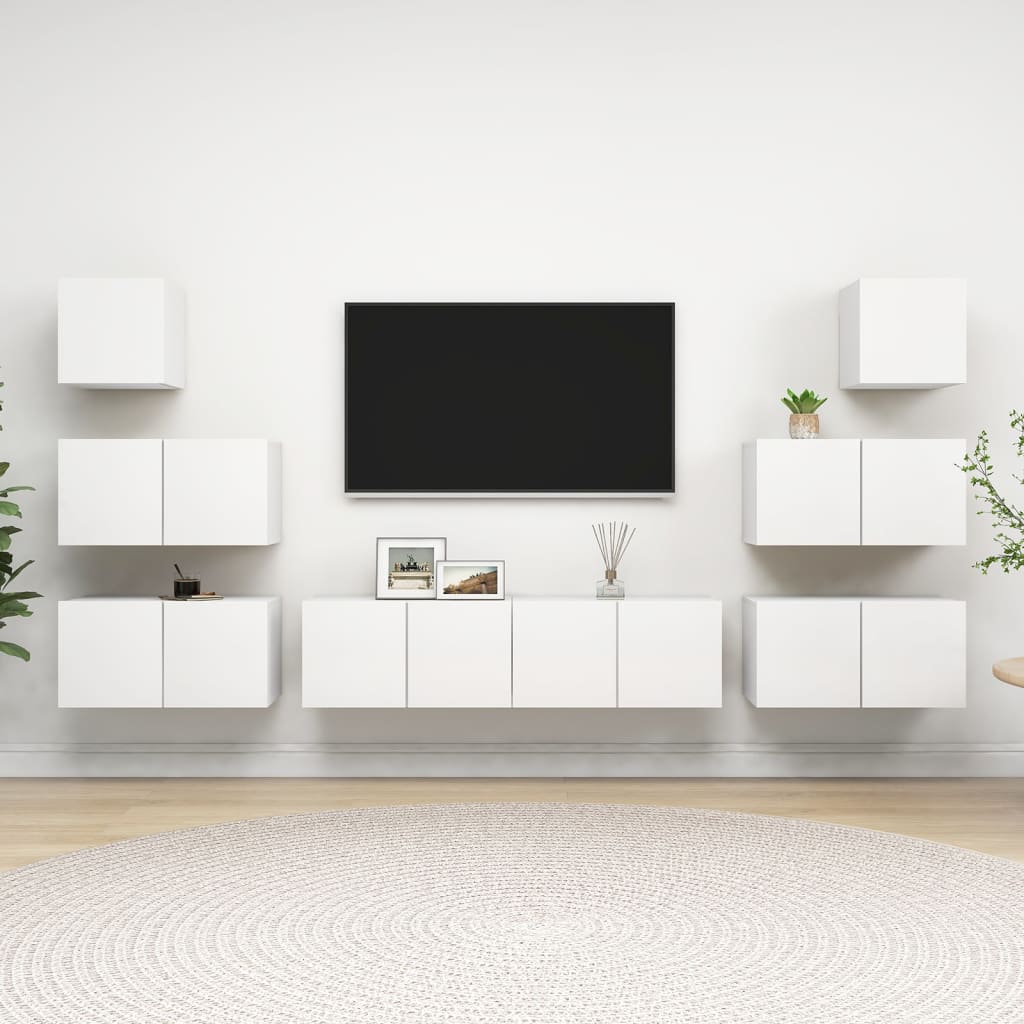 8Dílný Set Tv Skříněk Betonově Šedý Kompozitní Dřevo