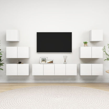 8Dílný Set Tv Skříněk Betonově Šedý Kompozitní Dřevo